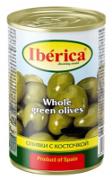 Оливки Iberica зеленые с косточкой в рассоле, 300г