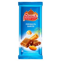 Шоколад Россия молочный с миндалем и вафлей 90г