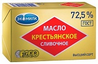 Масло Экомилк Крестьянское сливочное 72,5%, 180г