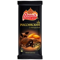 Шоколад Россия Российский темный с миндалем 90г