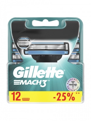 Кассеты Gillette Mach3 для бритвенного станка, 12 шт