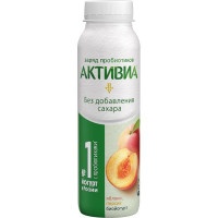 Йогурт Активиа питьевой яблоко-персик без сахара 1.5%, 260г БЗМЖ