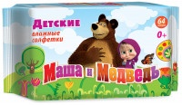 Салфетки Маша и Медведь влажные детские, 64 шт
