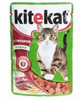 Влажный корм для кошек Kitekat с говядиной в соусе 85г