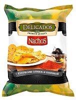 Чипсы Delicados nachos кукурузные с кусочками оливок и паприкой 150г