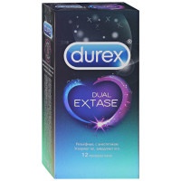 Презервативы Durex Dual Extase рельефные с анестетиком, 12 шт.