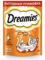 Лакомство Dreamies для кошек подушечки с курицей 140г
