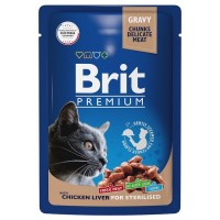 Корм влажный Brit Premium для стерилизованных кошек с куриной печенью, 85г