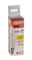Лампа Osram LED светодиодная матовая теплый свет 5,4W, B40