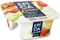 Йогурт Epica Crispy яблоко с овсяными хлопьями медом корицей миндалем сушеными яблоками и клубникой 4,8%, 138г