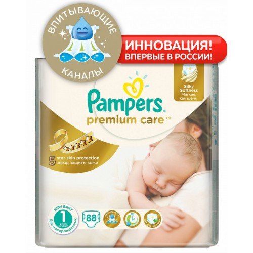Подгузники Pampers Premium Care Newborn 2-5 кг 88 шт