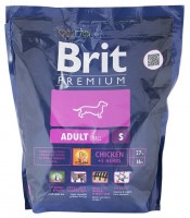 Сухой корм для взрослых собак мелких пород Brit premium Adult small курица с травами 3кг