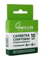 Салфетки Evers-life спиртовые прединъекционные стерильные №10, 4*4 см, 10 шт,