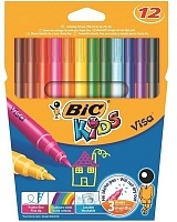 Фломастеры Bic Visa 880 суперсмываемые 12 цветов, 12шт