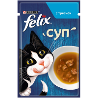 Корм Felix Суп для взрослых кошек с треской 48г