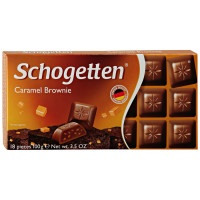 Шоколад молочный Schogetten Caramel Brownie с начинкой Шоколадный крем брауни с печеньем какао и карамелью 100г