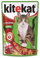 Влажный корм для кошек Kitekat с говядиной в желе 85г