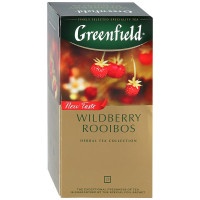 Чайный напиток Greenfield Wildberry Rooibos с кусочками ягод земляники и клюквы 25х1,5г