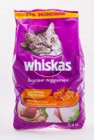 Сухой корм Whiskas для кошек подушечки, курица, утка, индейка, 1,9 кг