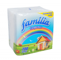 Салфетки бумажные Familia Радуга 1 слой, 100шт