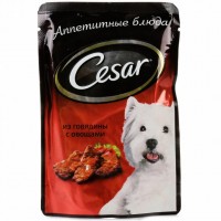 Корм для взрослых собак Cesar всех пород с говядиной и овощами 85г