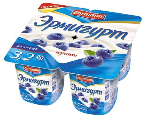 Йогурт Ehrmann Эрмигурт черника 3,2%, 4х115г