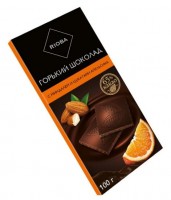 Шоколад Rioba с миндалем и цукатами апельсина горький 65%, 100г