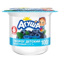 Творог Агуша детский фруктовый Черника с 6 месяцев 3,9%, 100 гр