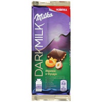 Шоколад Milka Dark Milk молочный с высоким содержанием какао с абрикосом и дробленым орехом 85г