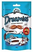 Лакомые подушечки для кошек Dreamies с лососем, 60г