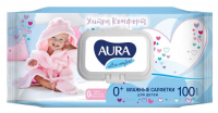 Салфетки влажные Aura Ultra Comfort детские с алоэ и витамином E, 100шт