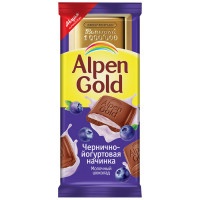 Шоколад Alpen Gold молочный с чернично-йогуртовой начинкой 85г