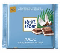 Шоколад Ritter Sport с кокосовой начинкой молочный 100г