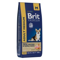 Корм для собак Brit Premium Adult Medium, 15кг