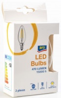 Лампа Aro LED FIL свеча теплый свет 4W, E14, 2шт