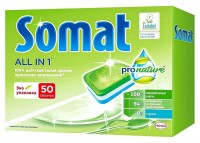 Таблетки для посудомоечной машины Somat Pro nature All in 1, 50шт