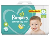 Подгузники Pampers Active baby-dry размер 4, 9-14кг, 106шт