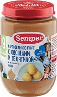 Пюре Semper картофельное с овощами и телятиной с 9 месяцев, 190г
