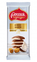 Шоколад Россия Щедрая душа Кокос и вафля молочный и белый, 82г