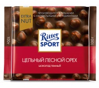 Шоколад Ritter Sport темный с цельным лесным орехом, 100г