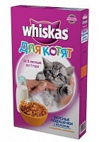 Сухой корм для котят Whiskas Вкусные подушечки с молоком индейкой морковью 350г