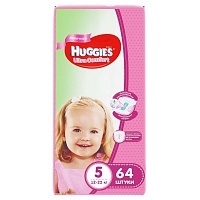 Подгузники для девочек Huggies Ultra Comfort 5, 12-22 кг, 64 шт.