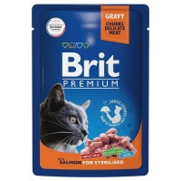 Корм влажный Brit Premium для стерилизованных кошек с лососем, 85г