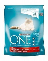 Сухой корм для стерилизованных кошек и котов Purina One с говядиной и пшеницей, 750г