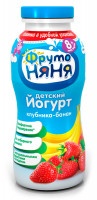 Йогурт ФрутоНяня питьевой Клубника-банан 2,5%, 200 мл