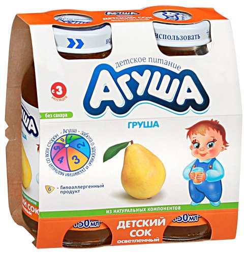 Сок Агуша груша восстановленный осветленный без сахара для детей с 3 месяцев 150мл упаковка 2шт