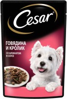 Корм для взрослых собак Cesar всех пород с говядиной, кроликом в соусе со шпинатом 85г
