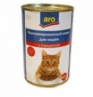 Консервированный корм для кошек Aro с говядиной 415г