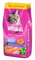 Сухой корм для кошек Whiskas Вкусные подушечки с паштетом лосося тунца креветок 1,9кг