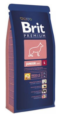 Сухой корм для молодых собак крупных пород Brit Premium Junior L с курицей 15кг